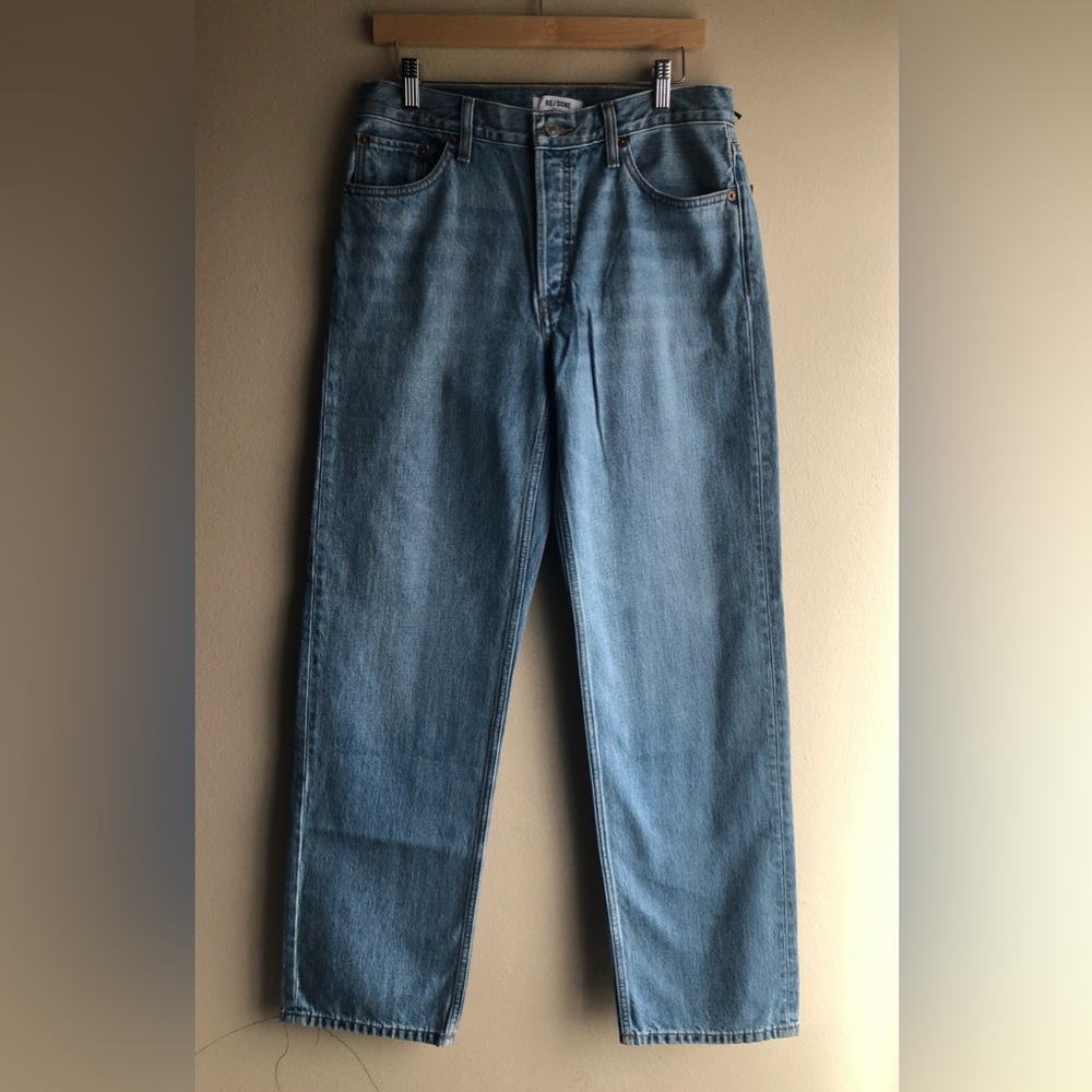 NEW REDONE 70S Ultra High Rise STOVE PIPE Women Blue Jeans Size 25 - Picture 1 of 16